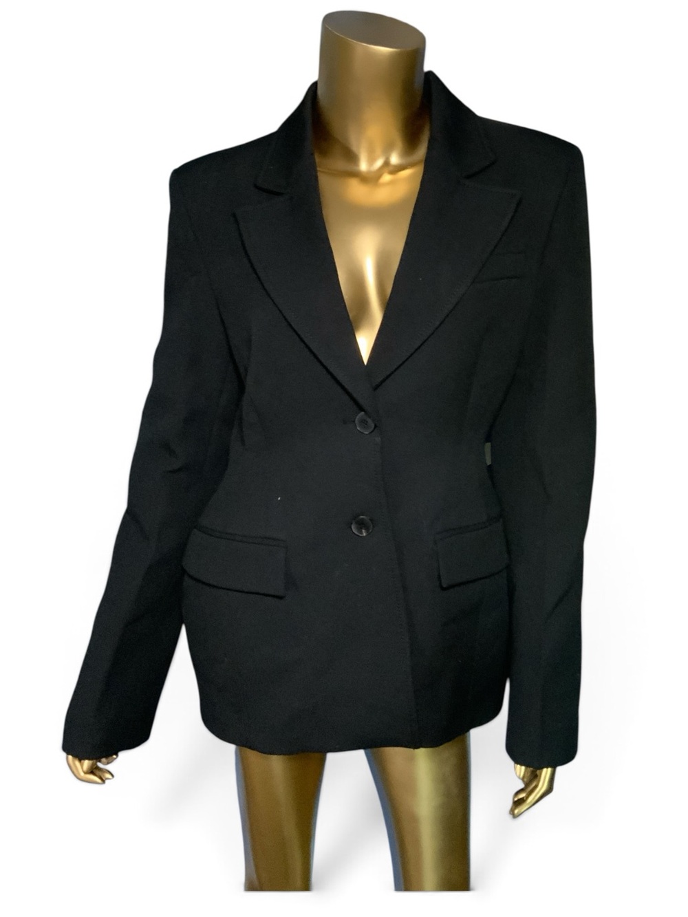 Zara Black Blazer Long Sleeve Fitted Two-Button